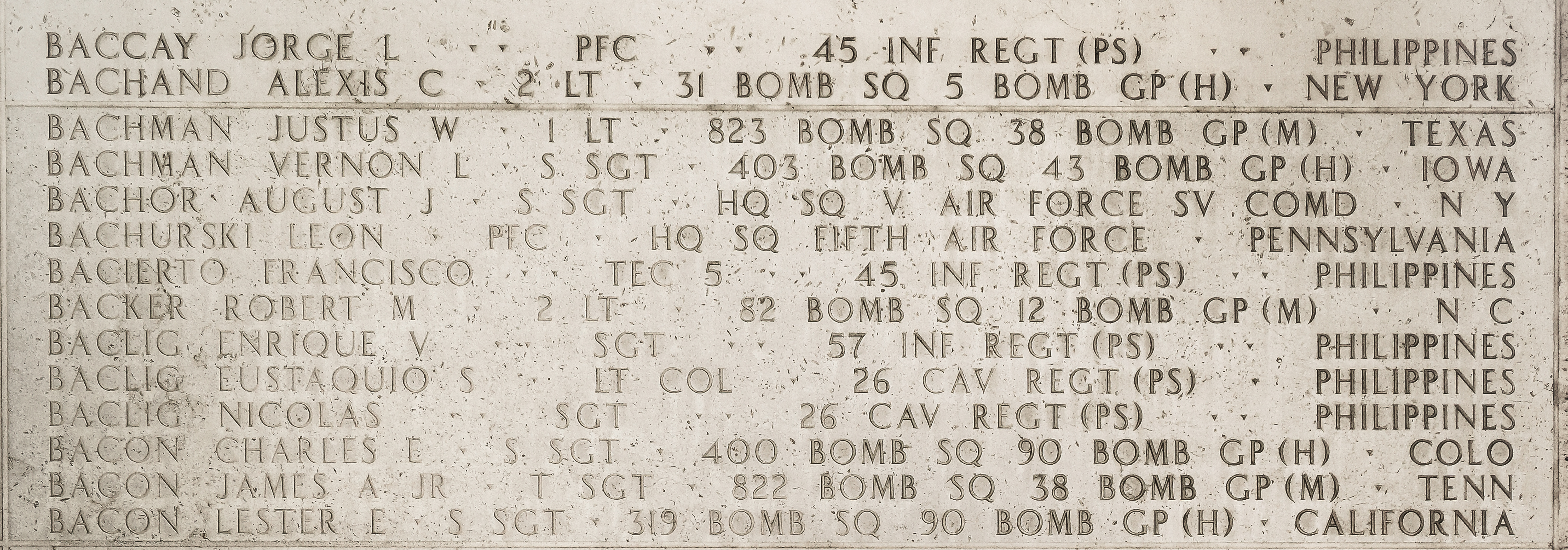 Charles E. Bacon, Staff Sergeant